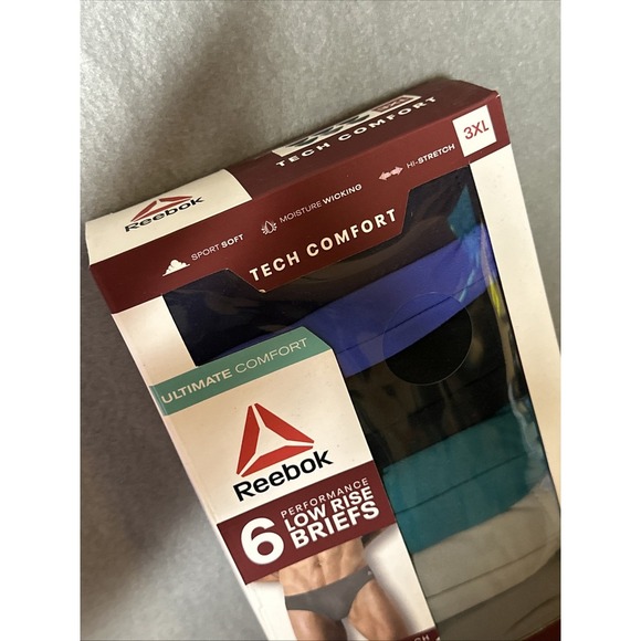Mens Reebok Low Rise Performance Briefs 6 PACK (Size 3XL) With Contour Pouch - Picture 2 of 4